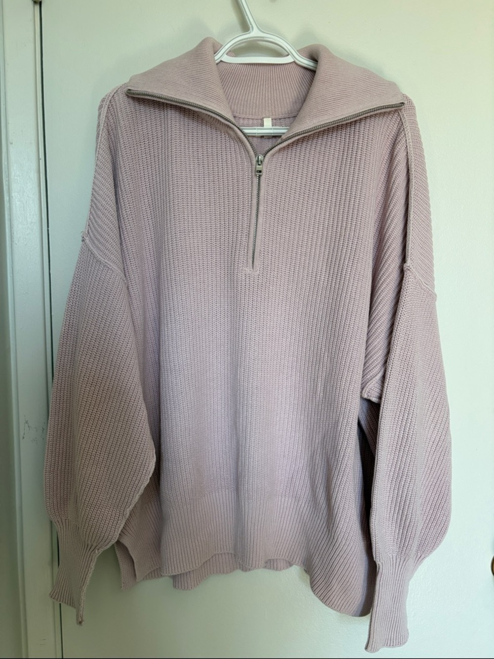 Aerie Beyond Oversized Quarter-zip Sweater Blush Pink - Picture 4 of 6